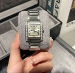 Cartier Tank Francaise Quartz Movement Stainless Steel 30.5*36.7/27*32/21.2*25.7MM Grey Watch